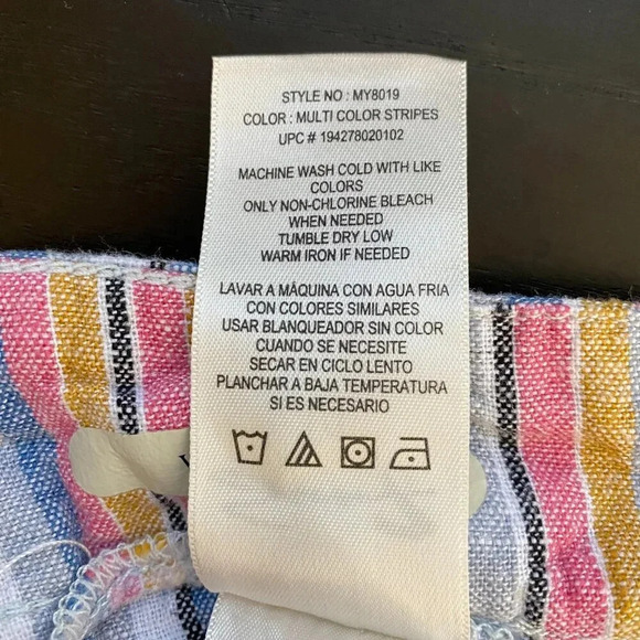 7 For All Mankind Striped Linen Wide Leg Pants Women's Size 10 Multicolor Ankle - Picture 16 of 16